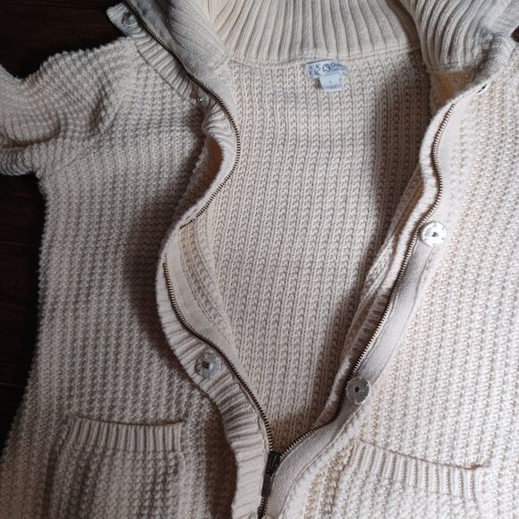 Guide Series Cardigan Knit Sweater Womens Large Cream Heavy Chunky Pockets - Picture 10 of 11